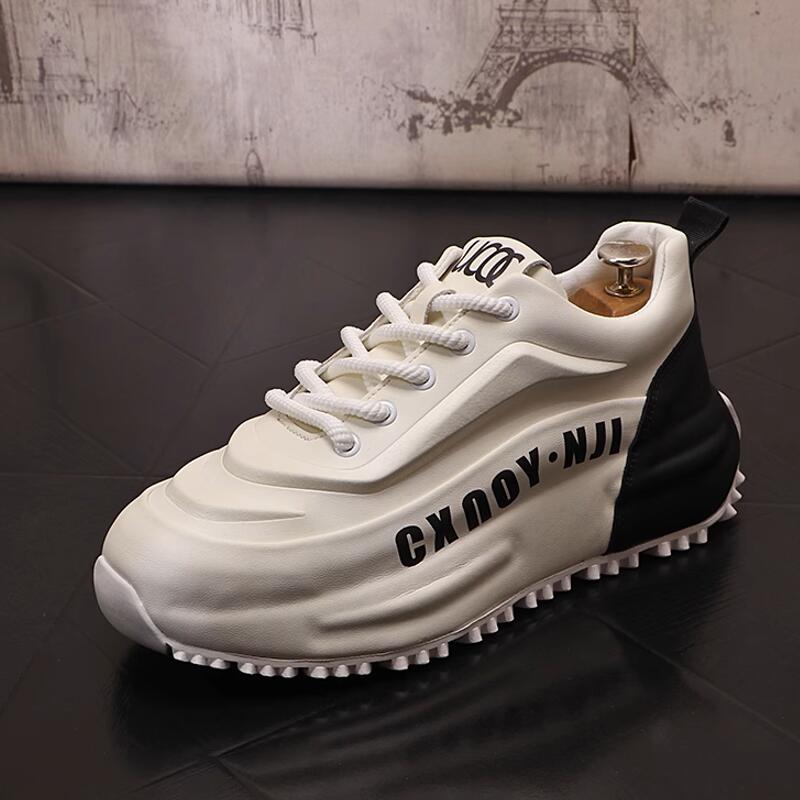 

Men s Trendy Brand 2025 New Autumn and Winter High end Trendy Versatile White Shoes Height Raising Sports and Leisure A1 44 чёрный