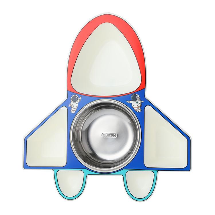Children Airplane Dinner Plate 304 Stainless Steel Spoon Fruit Salad Plate Reusable Divided Dinner Plates For Kitchen Tableware