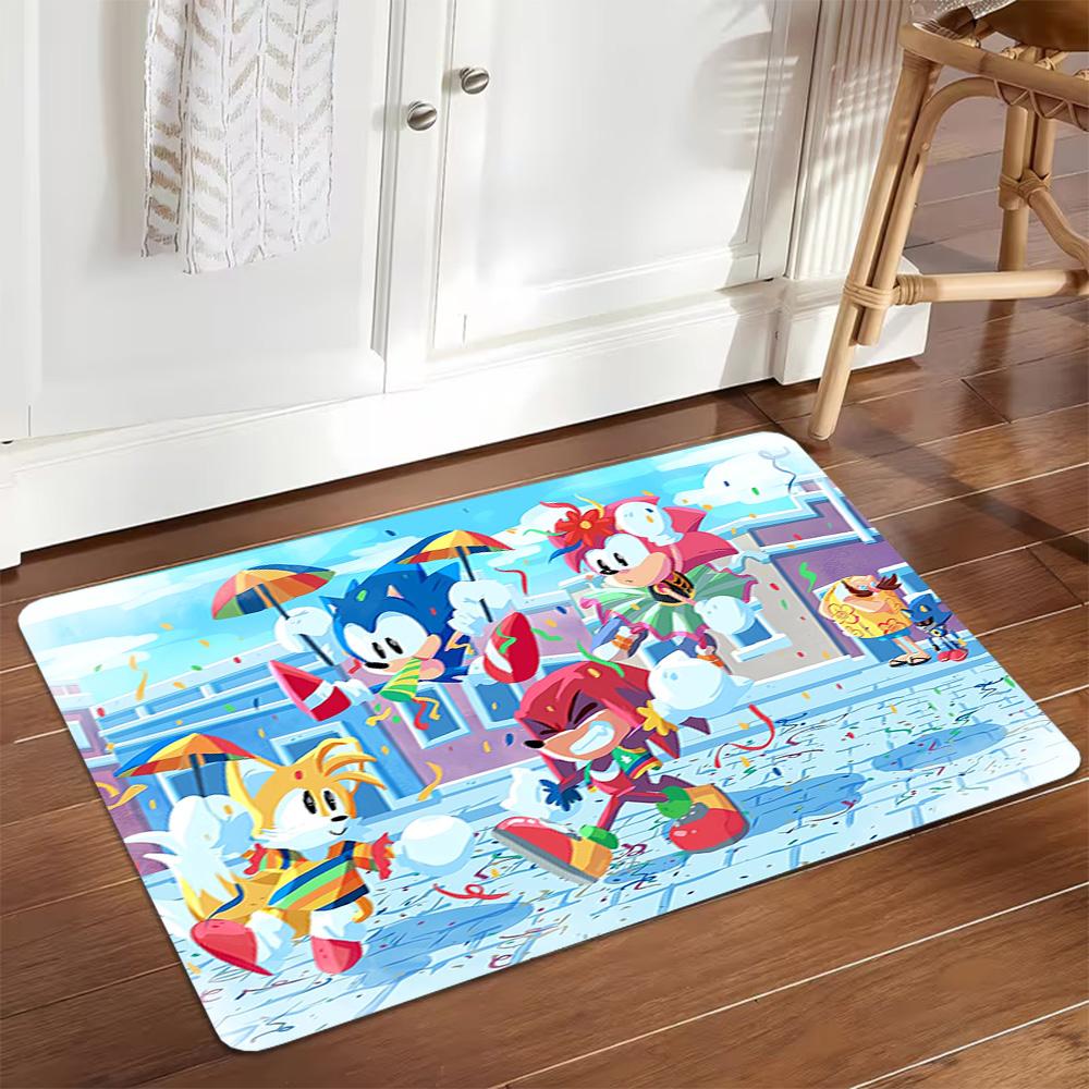 Sonic The Hedgehog Figures Set Decoration,Carpet,Living Room,Bedroom, Non-slip,Square rug