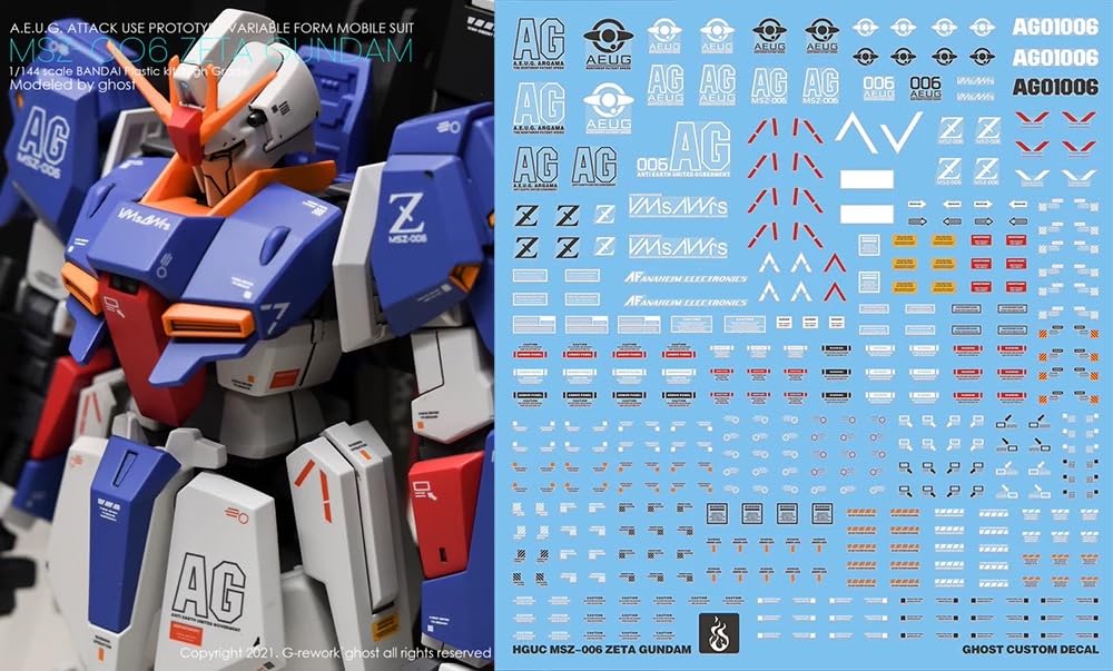 

HG Z HG RG MG PG RE HiRM Robot Plastic Model Water Transfer Decals (For 1/144 Gundam) [Used] серый