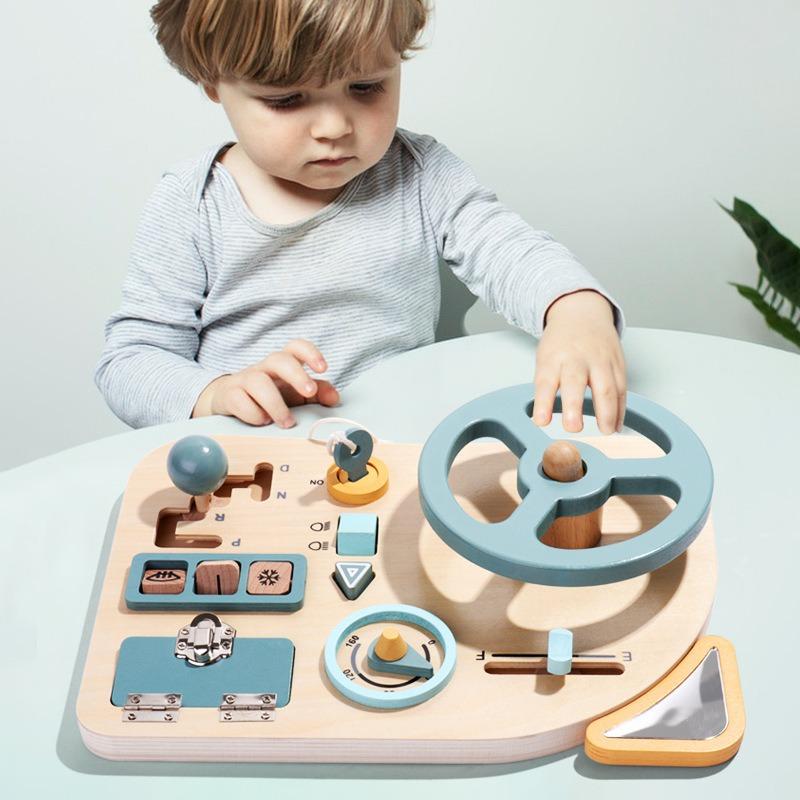 Kids Educational Steering Wheel Simulation Busy Board Montessori Learning Toy