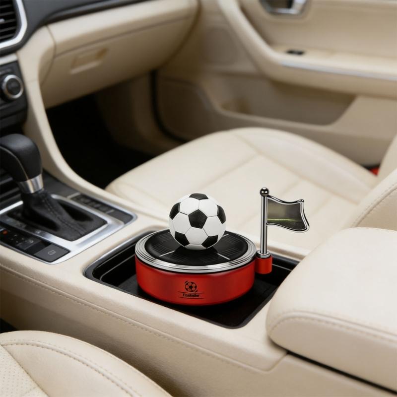 Solar Powered Football Car Air Freshener Perfume Holder With Essential Oil For Stylish Vehicle Decoration And Freshing Scent