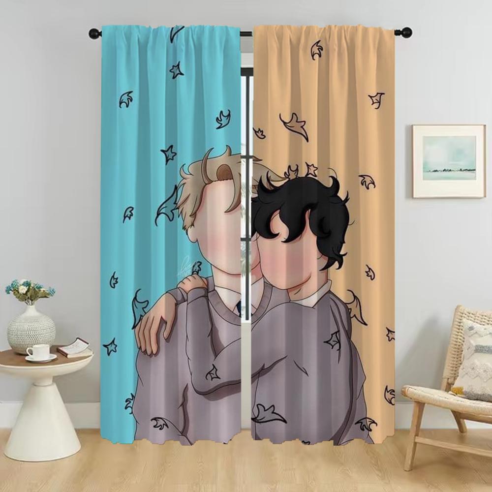 Gardiner för Sovrum Heartstopper Avskärmning Fönstergardin för Rum 2 Paneler Heminredningsgardiner Halloween Dekoration Persienner