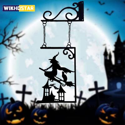 Halloween Silhouette Metal Sign, Witch Metal Silhouette, Witch Silhouette Yard Sign, Outline Wall Decor, Metal, for Halloween Decor