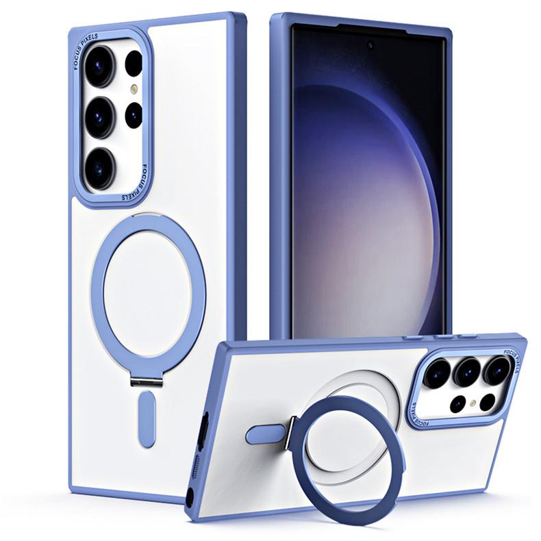 Suitable for Samsung S23 New Magnetic Bracket Protective Case S25ultra Supports Magnetic Wireless Charging Mobile Phone Case