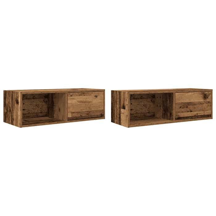 VidaXL Meubles TV 2 pcs vieux bois 80x31x25,5 cm bois d'ingénierie, banc TV, meuble hifi, centre de divertissement, buffet 861469