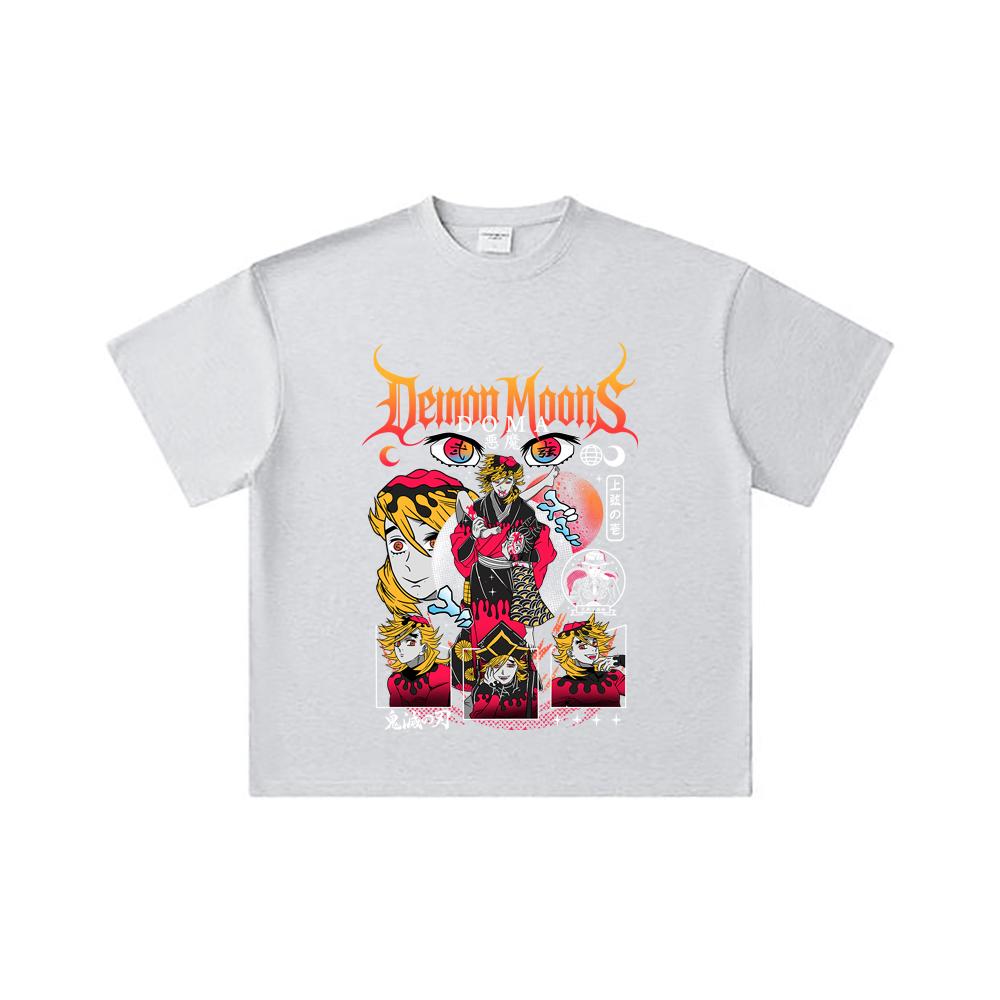 260 GSM Double Yarn 32 Count 100% Cotton Demon Slayer V32 Doma Print Unisex Heavy Cotton T Shirt