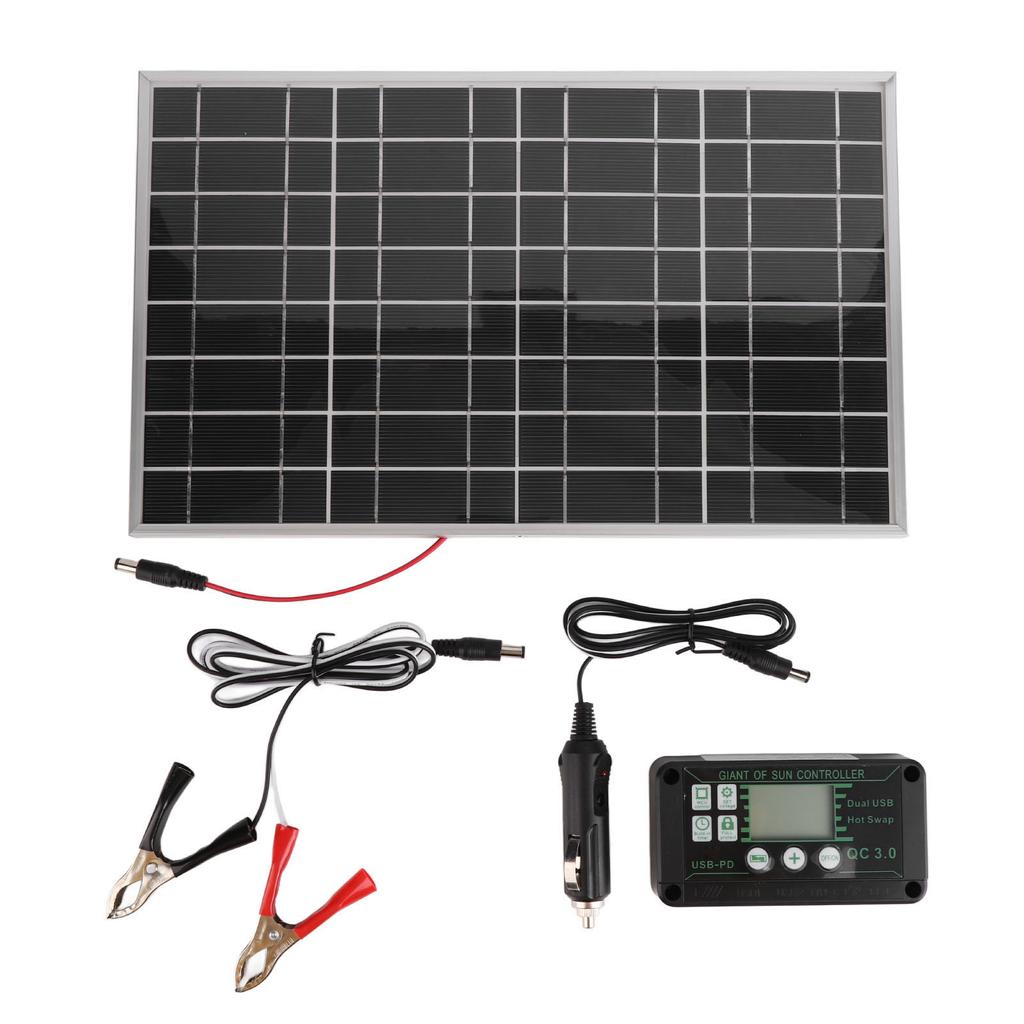30W Solarpanel-Kit Polykristallines Silizium-Solarladepanel mit 40A-Controller für Auto-Wohnmobil