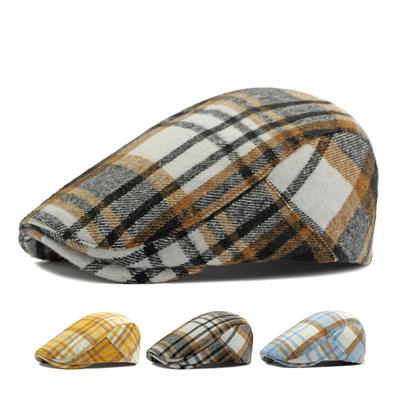 Autumn Plaid Beret Female British Forward Hat Male Forward Hat Painter Hat Peaked Cap