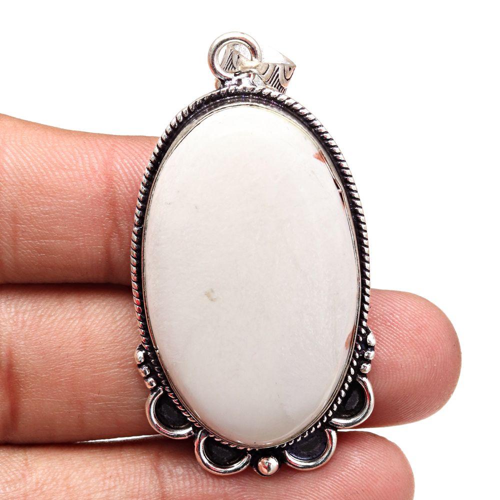 Pendant Scolecite Gemstone Handmade Mother's Day Gift Silver Jewelry 2.25"