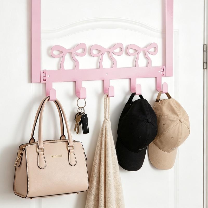 Butterfly Bows Door Mount Hook Strong Metal Construction Hanging Towel Rack For Hanging Multiple Household Items
