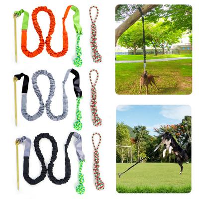 Dog Bungee Tug Toy Outdoor Tether Tug of War Toy with Stake for Large Medium Dogs Indestructible Cotton Rope Dog Chew Toy for Aggressive Chewers