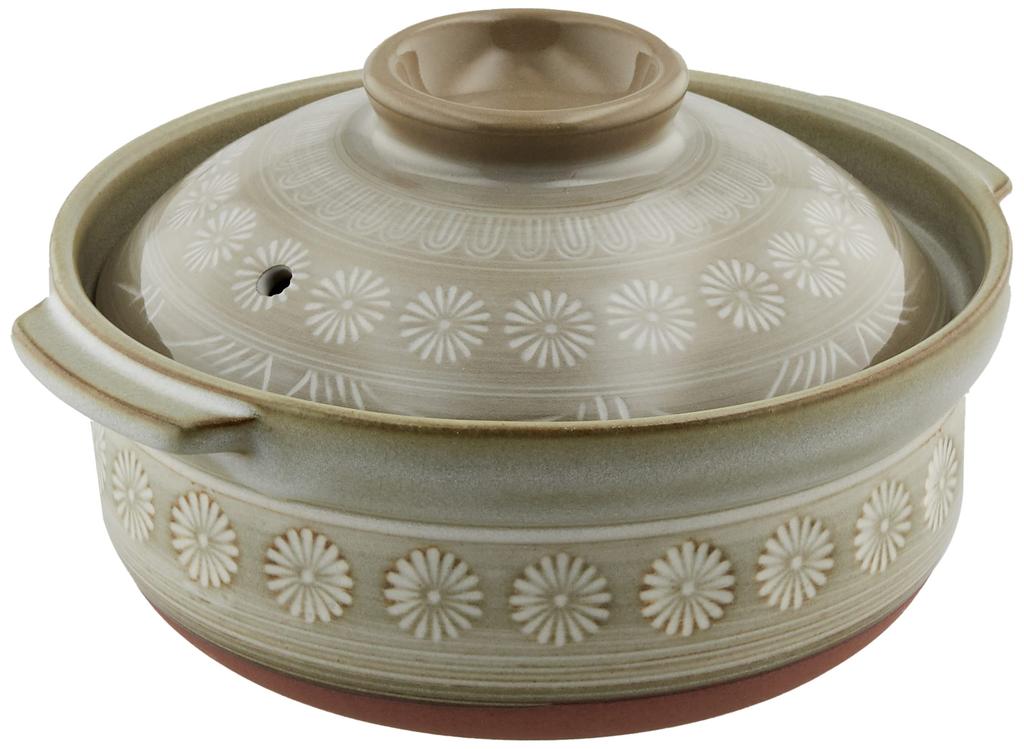 Banko Ware Ginpo Hana Mishima Extra Deep Pot 6 Person Diameter 19cm X Height 15cm Direct Heat Safe Microwave Safe Made In Japan 21681 No. 1-2