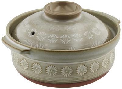 Banko Ware Ginpo Hana Mishima Extra Deep Pot 6 Person Diameter 19cm X Height 15cm Direct Heat Safe Microwave Safe Made In Japan 21681 No. 1-2