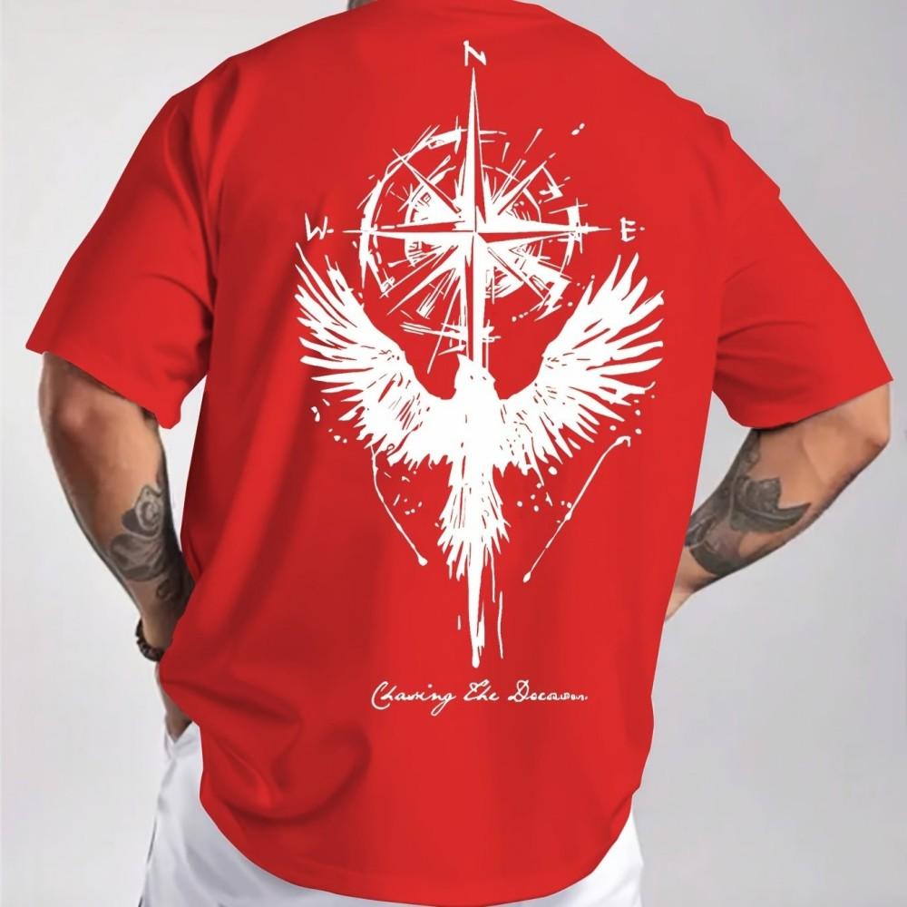Men's Summer Angel Printed Pattern Fashionable and Comfortable Round Neck T-shirt Outdoor Skin friendly Casual Top