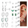 Nonallergenic Blocky Zirconia Ear Posts Set Surgical Steel Thin Jewelry For Sensitive Hearing Multiple Styles