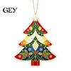Holiday Hanging Pendant for Home 2D Flat Acrylic Christmas Tree Ornament, Vintage Stained Car Rear View Mirror Decoration Glass Style Pendant, Festive