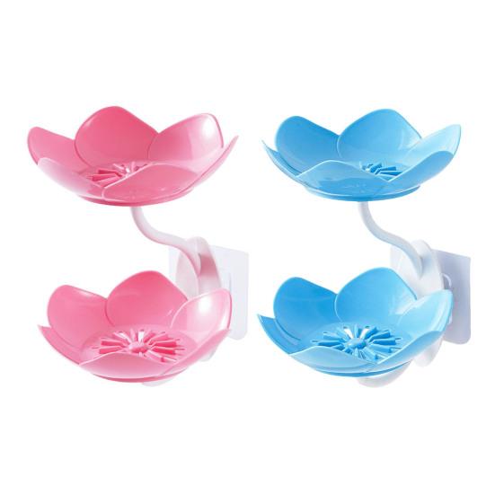 2/4Pcs Soap Box Double-Layer Design Suction Cup Soap Rack No Drilling Installation