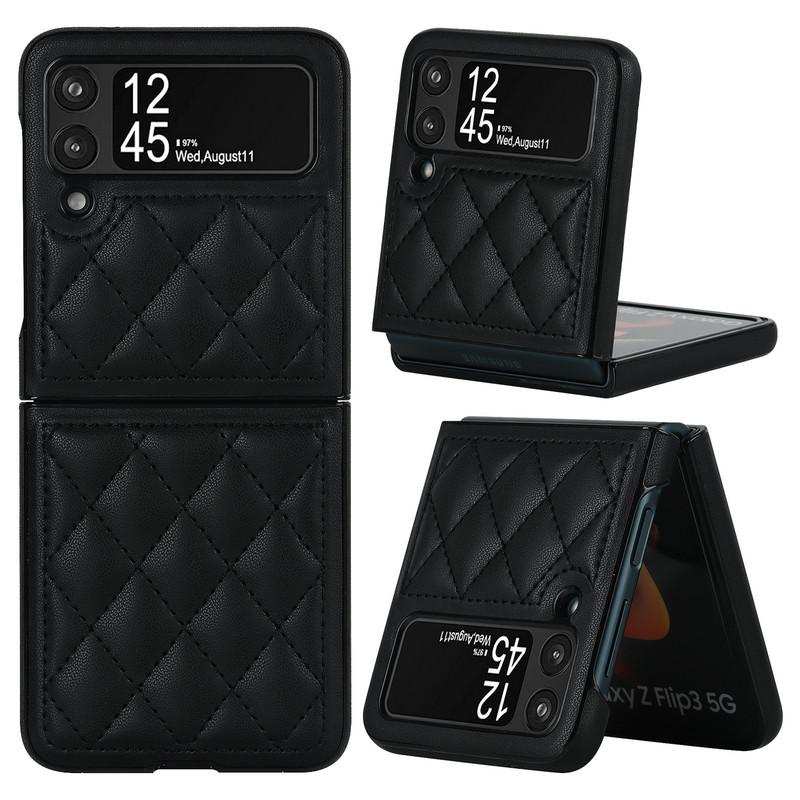 Luxury Brand Rhombic Lattice Phone Case for Samsung Galaxy Z Flip 3 Flip4 Silicone TPU Case Protection Shockproof Cover