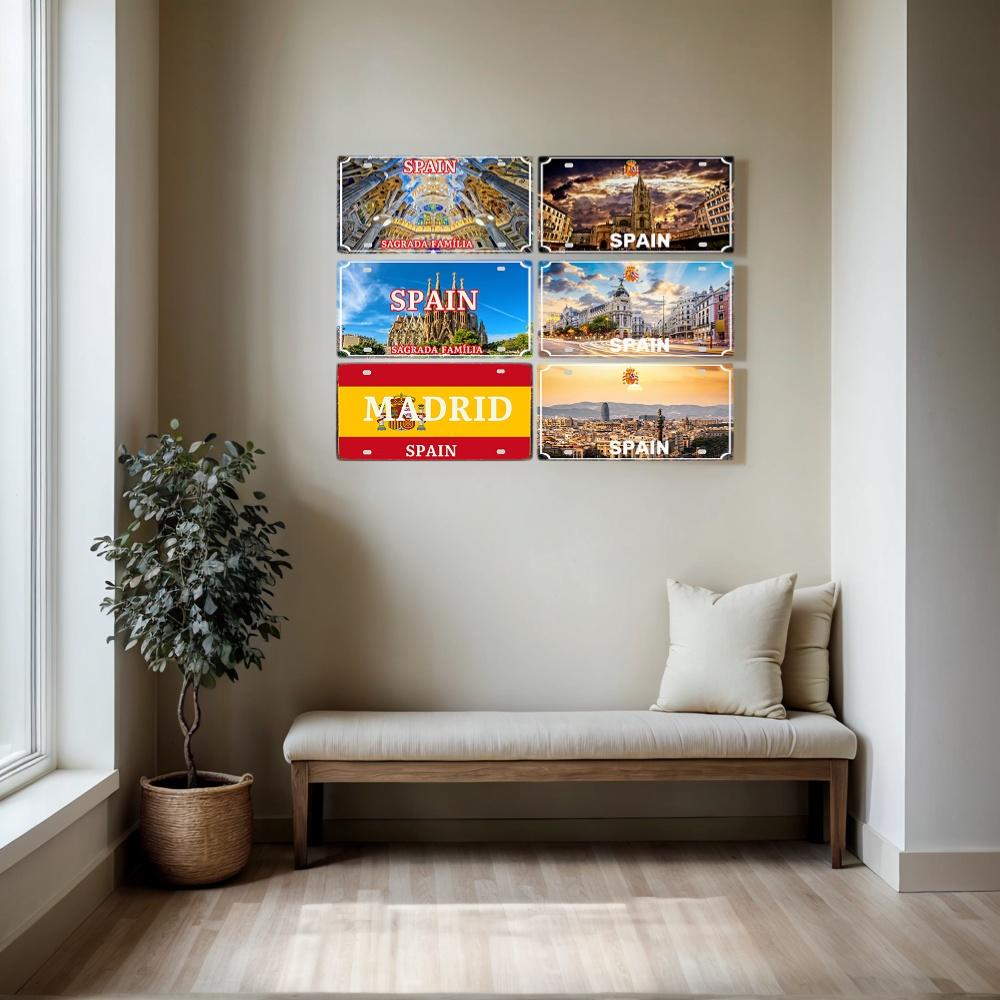 YZFQ Spain Madrid  Vintage Metal Sign Barcelona Tin Plate Tourist Souvenir For Wall  Bar Garage Home Decor 12X6inch JM-0174