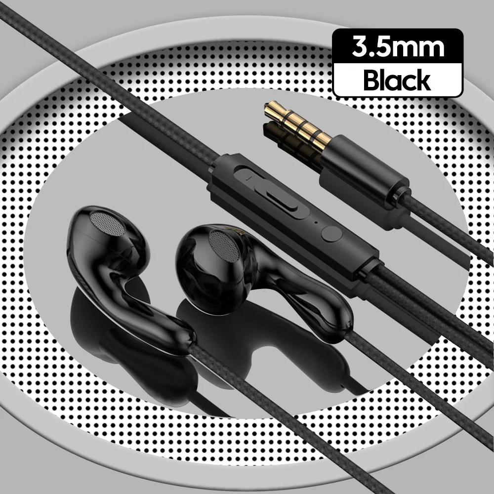 

Проводные наушники-вкладыши с разъемом 3,5 мм Type-C для смартфона 3.5 mm jack Port чёрный