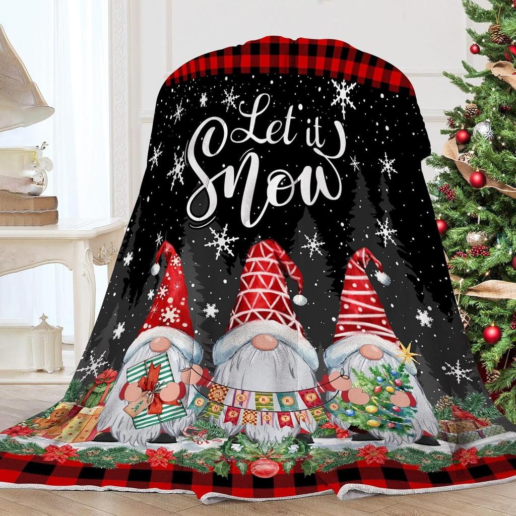 1PC Christmas Blanket Christmas Tree Christmas Throw Blanket Soft Warm Flannel Reindeer Christmas Blankets for Couch Bed Sofa