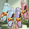 1PC Colorful Painted Horse Art 750ml Color Plastic Sports Water Bottle Leakproof Flip Straw Lid Suitable for Sports Office Home Use