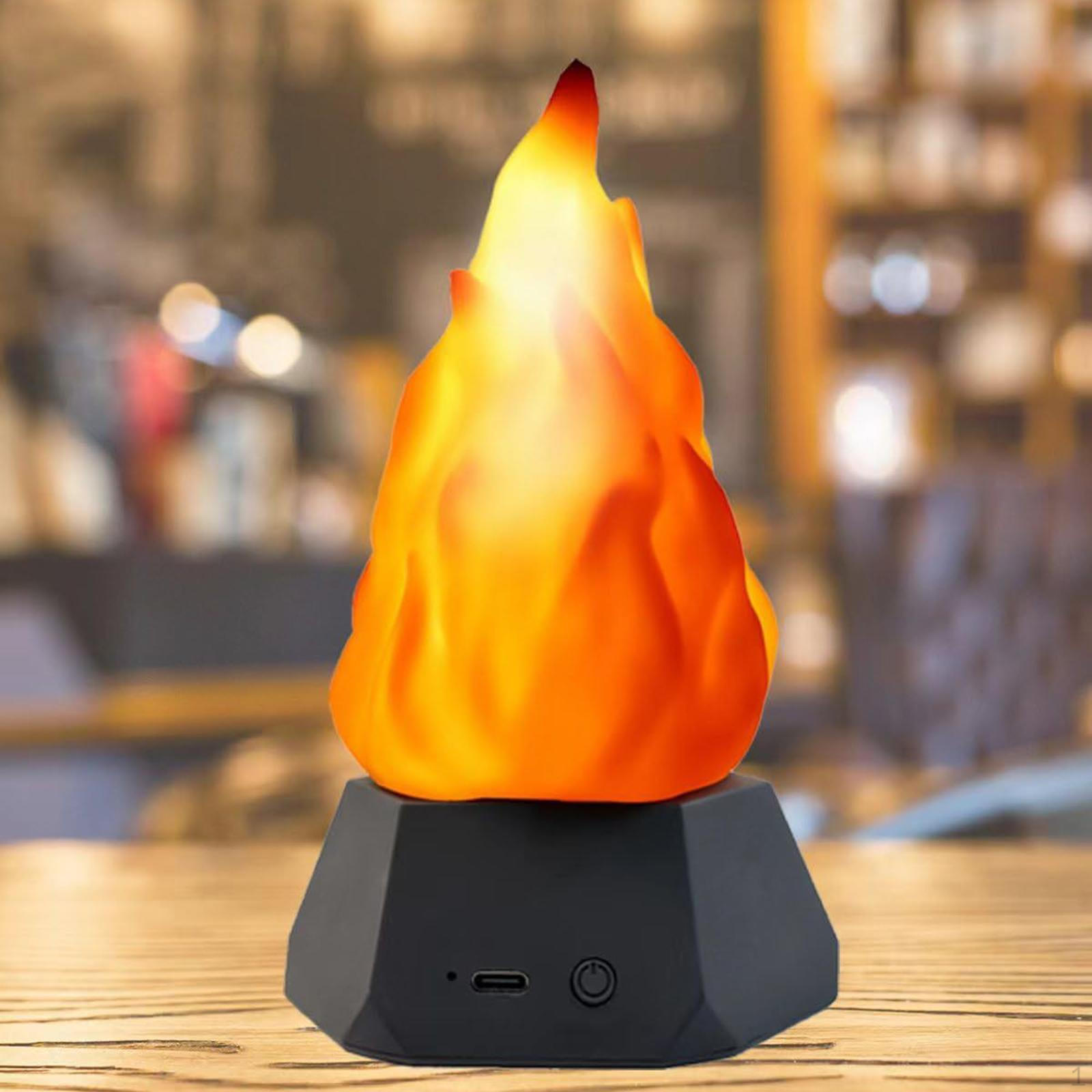 

Светодиодные огни огня 3 режима мерцания для помещения перезаряжаемая лампа с эффектом искусственного света для клуба, пикника чёрный