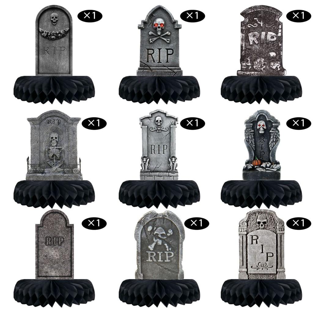 Tombstone Paper Halloween Honeycomb Decor With 9pcs For Haunted House Party