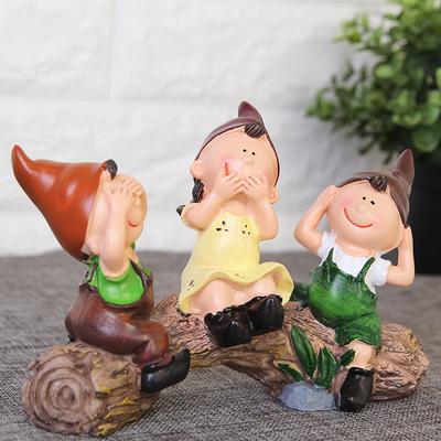 Pastoral Ev Dekorasyonu Oturma Odası Şarap Dolabı Giriş Süsleri Reçine El Sanatı Dekorasyon Ağaç Kütüğü Üç Maymun