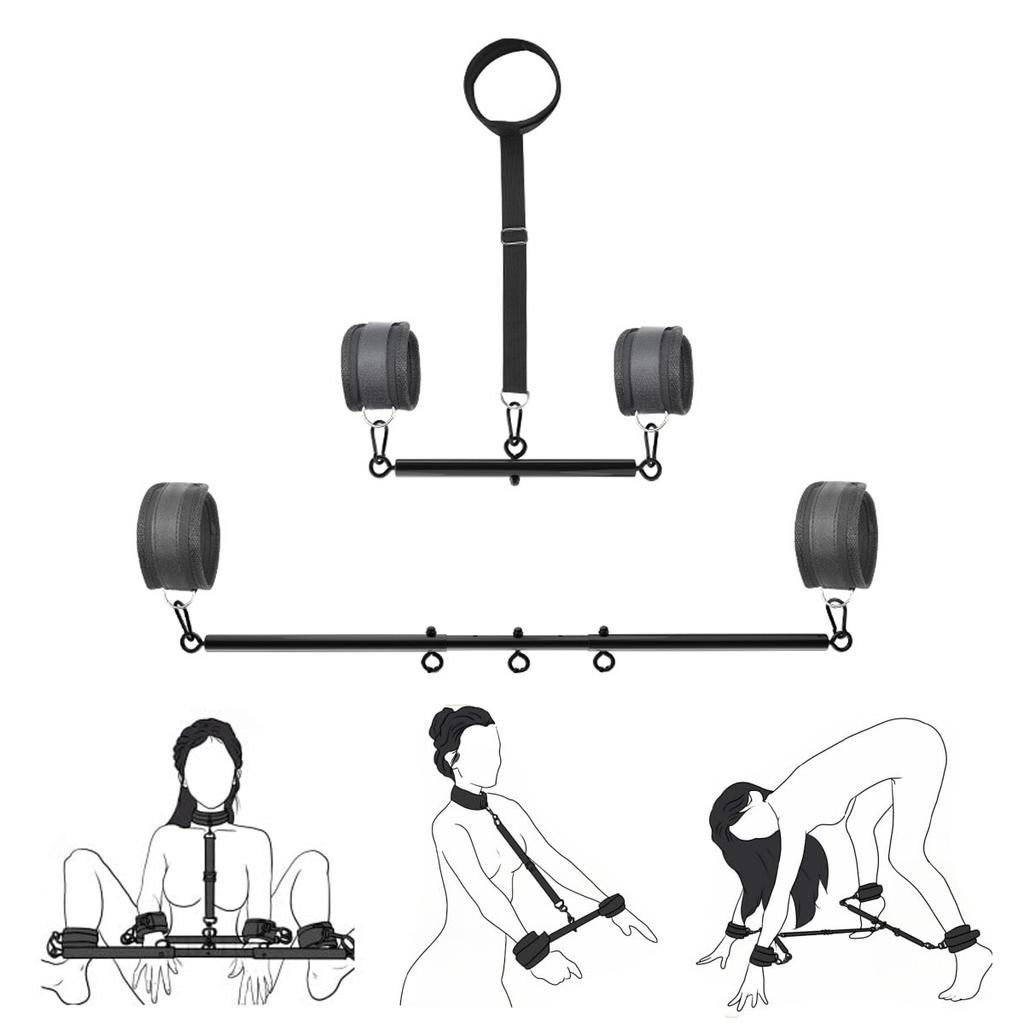 Rozpěrná tyč Bondage Sex Hračky Ženy Sex Bondage s pouty na zápěstí, kotníky a krk Restraint Kity pro páry SM Restraint Hry