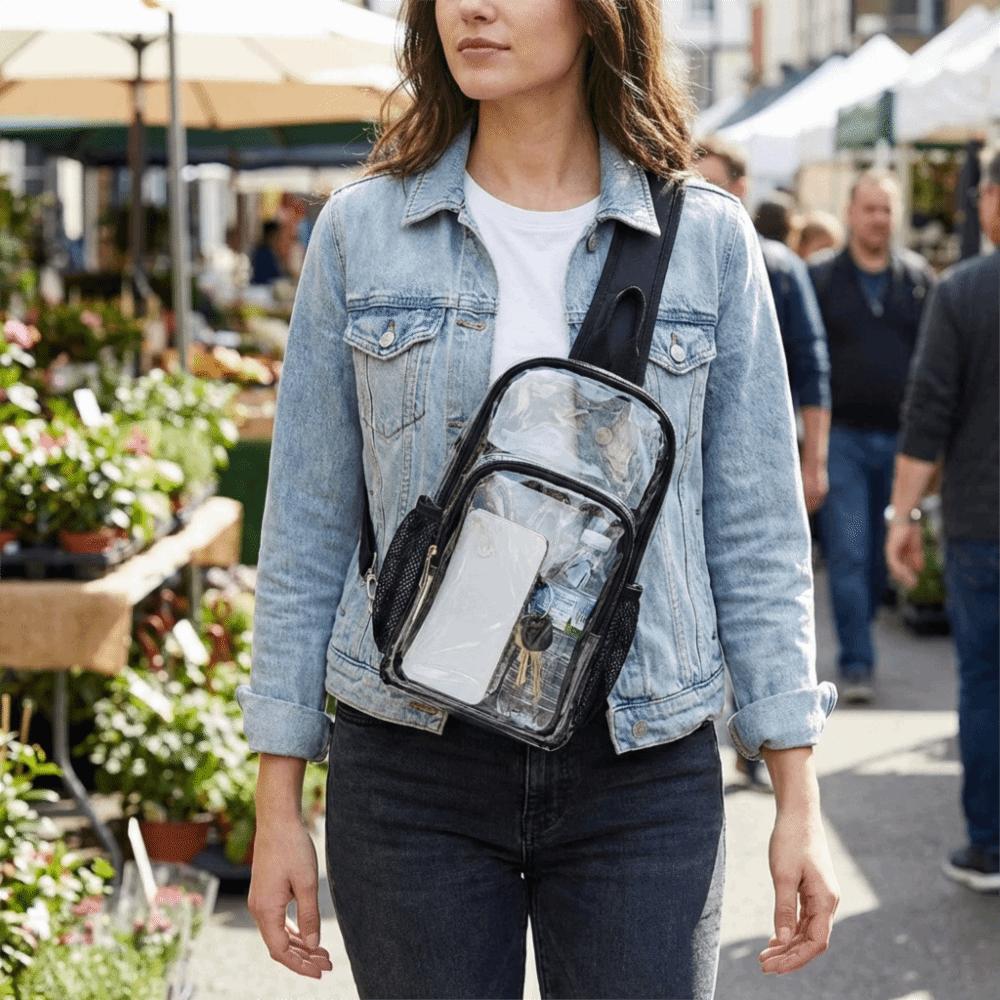 Large Capacity Transparent Crossbody Bag Lightweight Multifunctional Clear Chest Bag Waterproof Fanny Pack PVC Shoulder Bag