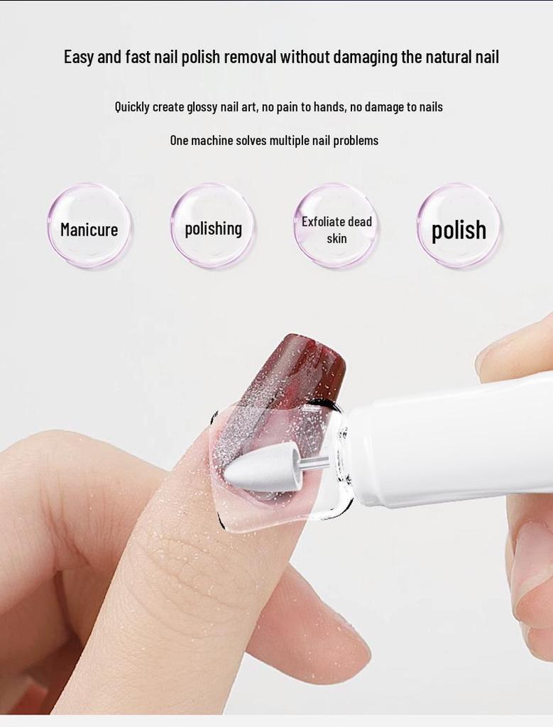 Portable Electric Nail Grinder & Buffer, Nail File, Polish Remover, Professional Gel/Acrylic Tool