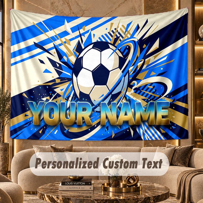 Soccer (81) Theme Wall Tapestry Customized With Name Text Personalized Hanging Tapestry For Bedroom Living Room Decor