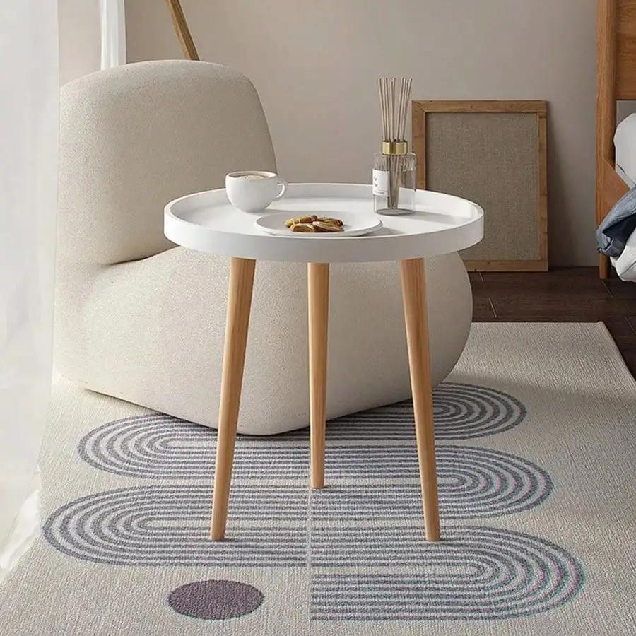 Moderner Massivholzbeine Couchtisch Wohnzimmer Sofabeistelltisch Schlafzimmer Runder Couchtisch Wohnzimmermöbel Dekoration