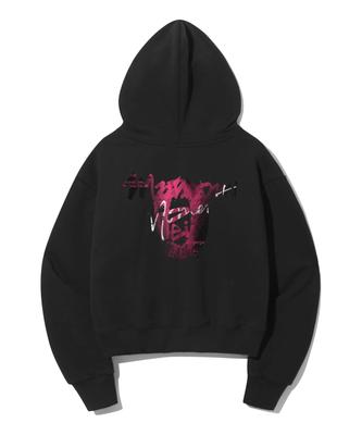 Pd Graffiti Artwork Crop Hoodie - Black