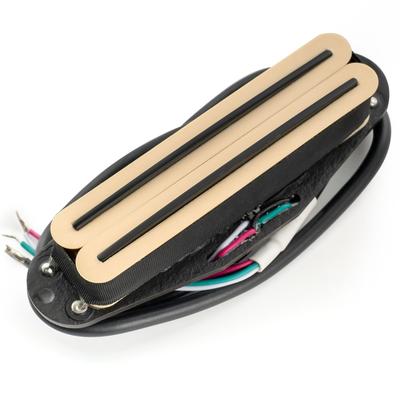 Musiclily Pro ST-DPLA Alnico 5 Single-Size Humbucker Pickup, 6.2K, for Strat Electric Guitars, Cream Body, Black Rails