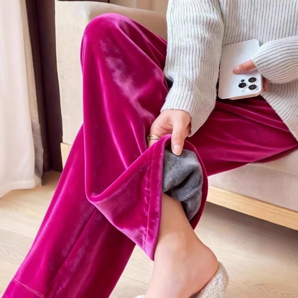 

Pitaya Velvet Casual Pants: Stylish, Warm, Loose-Fit for Deep Winter M