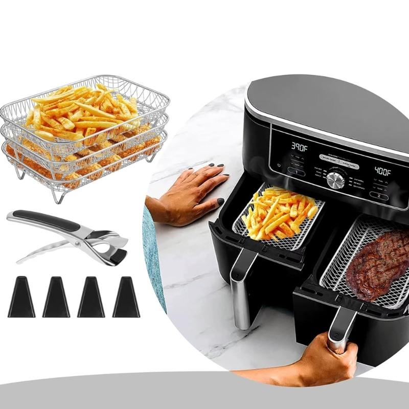 3-lagige Grillständer Air Fryer stapelbares Gestell Edelstahl Dörrgestelle Grillgestelle für Restaurantküche