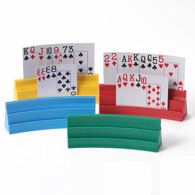 Folding Playing Card Holder Board Game Poker Seats Card Rack Organizers Playing Card Tray Display Stand for Kids Elder