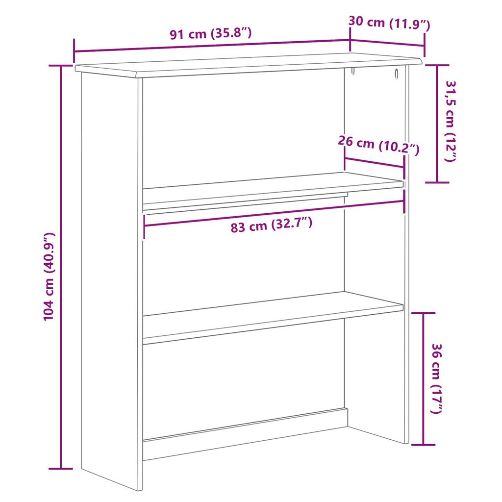 Schrank ASKIM 91 x 30 x 104 cm Massivholz Kiefer