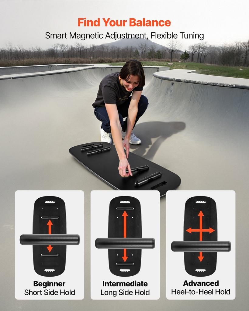 VEVOR Balance Board, 2-in-1 Wobble Board Trainer for Adults, Premium Wooden Balance Training Equipment, with Roller, Magnetic Stoppers, Storage Rack