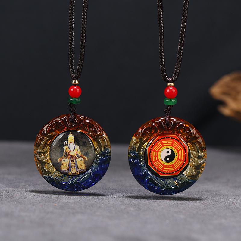 Taishang Laojun Colored Glaze Bagua Pendant