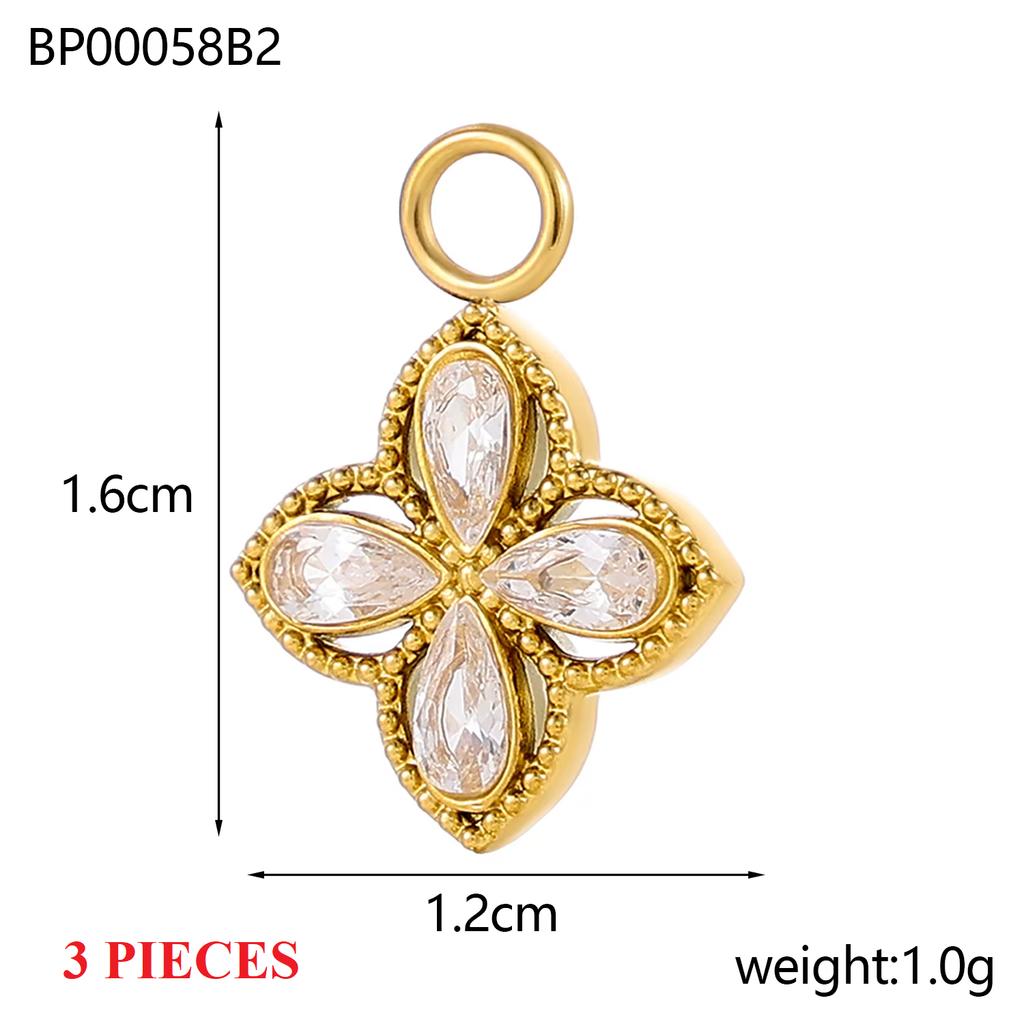 3PCS/LOT CARLIDANA Colorful Enamel Charms Gold Plated Stainless Steel Heart Moon Flower Zircon Pendants DIY Jewelry Making