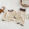 Baby Girls Floral Outfit Set Polka Dot Pajamas Spring Autumn Homewear Two Piece Clothing for 0-5 Years