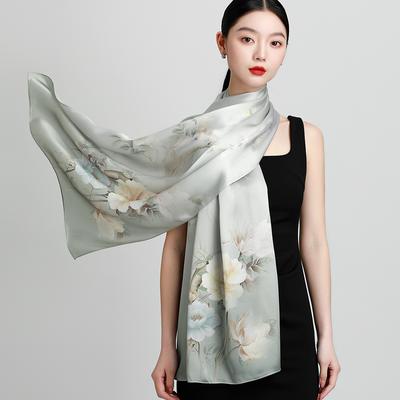 [100% Mulberry Silk] New Fashionable, Comfortable, Breathable Long Towel for Women, Versatile Silk Air Conditioning Towel Shawl