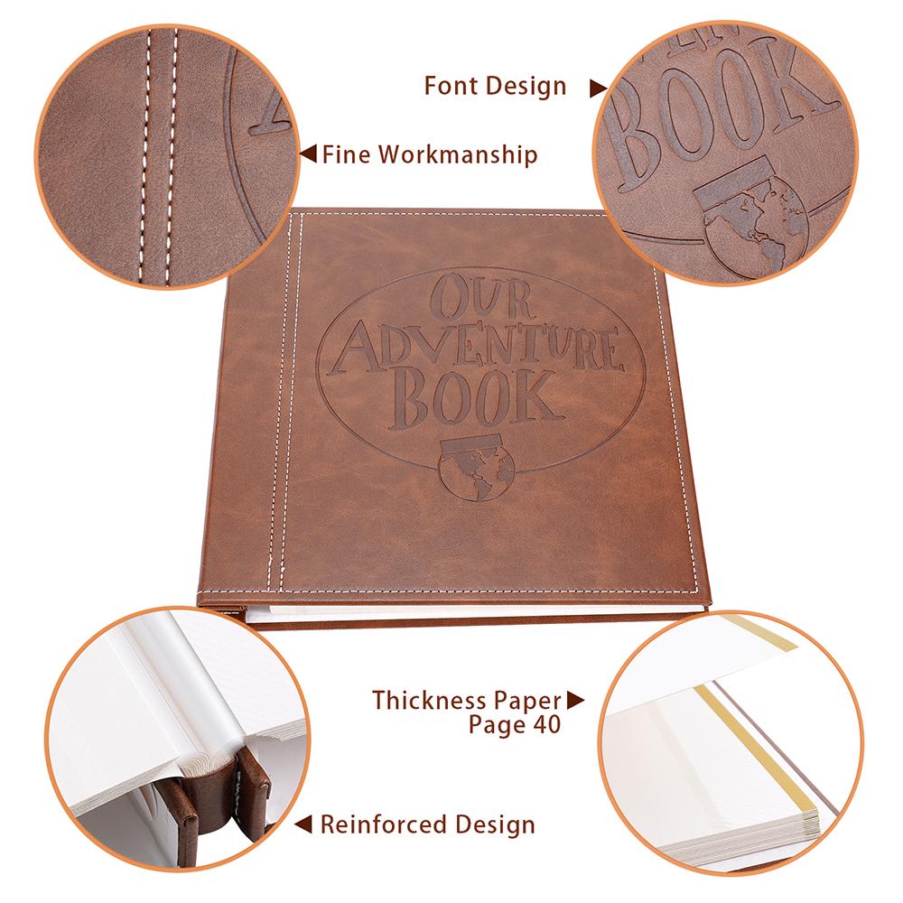 Leather Photo Scrapbook Album Our Adventure Book DIY Handmade Retro PU Photo Sticker Scrapbook Anniversary Wedding Memory Christ