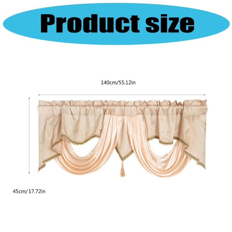 Wavy Design Window Valance with Fringes and Rod Pocket for Soft Light and Privacy In Bedrooms or Living Room Decoration