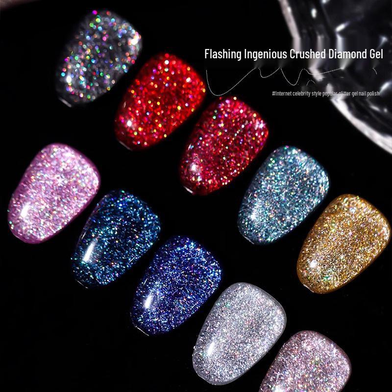 18-Color Ultra Bright Crushed Diamond Glitter Nail Gel Polish