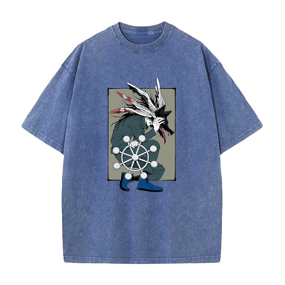 

Футболка с графикой Фушигуро Мегуми Аниме Jujutsu Kaisen Футболка Мужская Дышащая Выстиранная Футболка Харадзюку Мужская Хлопковая Винтажная Футболка XXL синий